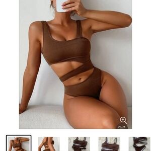 Brown Swimsuit with Cute Detailing